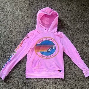 Aviator Nation Rainbow Logo Pink Hoodie